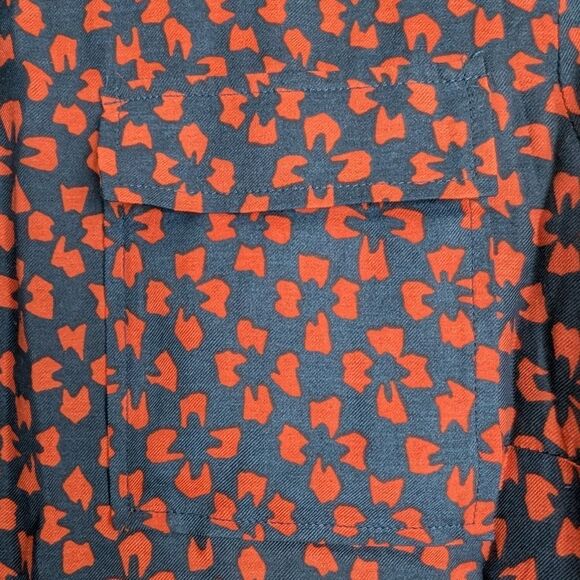 Hobbs Floral Patterned Navy Button-Up Shirt Dress Silk Blend Small - Picture 8 of 16